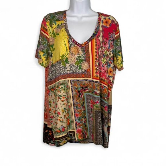 Johnny Was Calloway Favorite Short Sleeve V-Neck - Picture 1 of 6